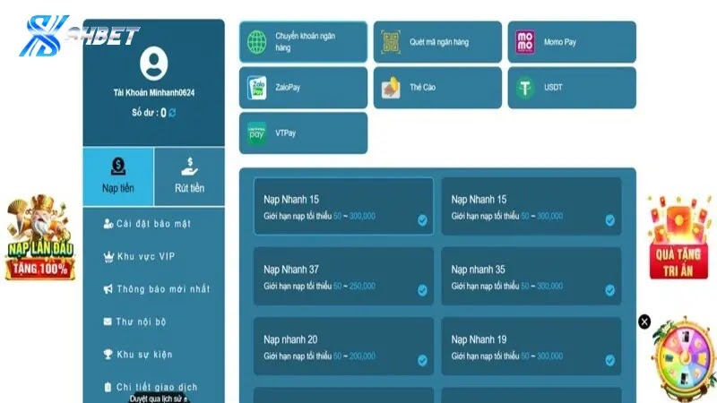 Chuyển vốn cược vào ví game trực tiếp qua trang chủ