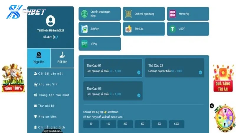 Nạp tiền bằng thẻ cào