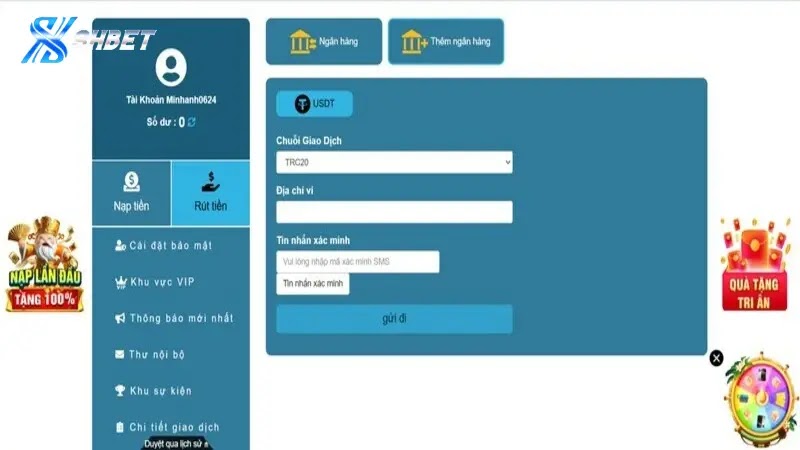 Đổi thưởng dễ dàng về ví USDT
